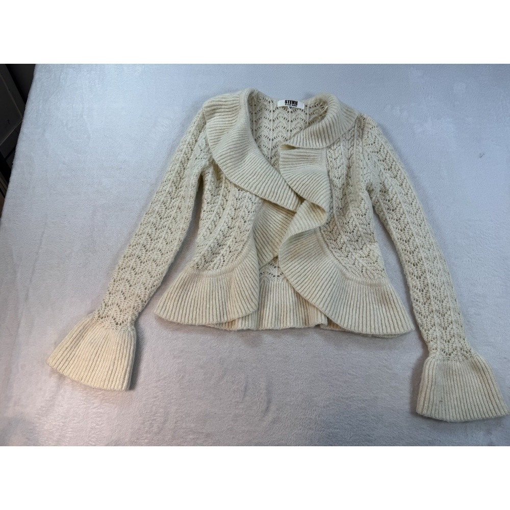 Stevie By Steve Madden Cream Ruffle Sweater Victorian Boho Coquette Size XS